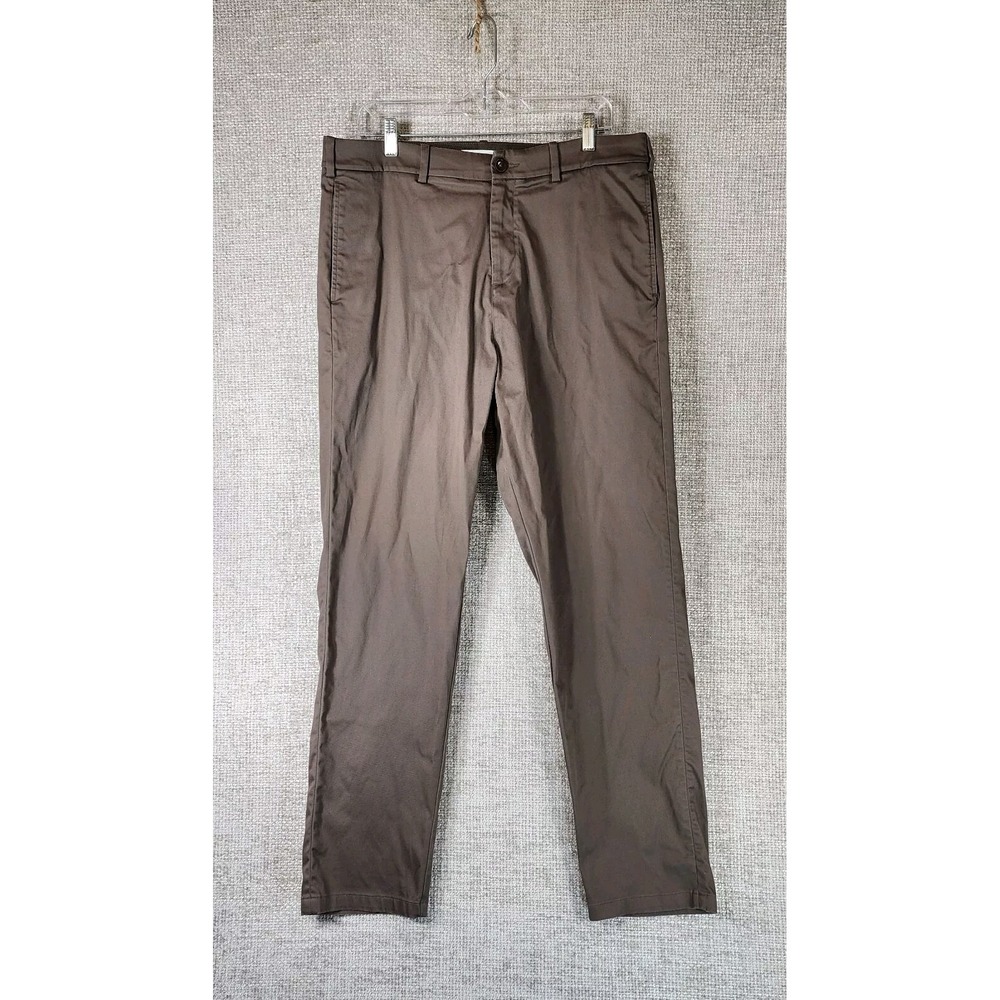 Hill City Everyday Pant Mens 34x32 Brown Athletic Fit Stretch‎ Elastic Waist